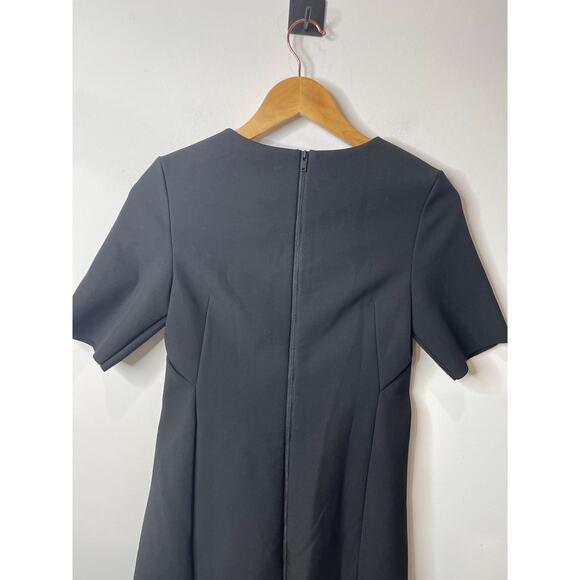 COS Dress Women Size 4 Black Pleated Waist Structured Scuba Peplum Minimalist - Picture 6 of 9